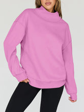 Load image into Gallery viewer, Mock Neck Drop Shoulder Long Sleeve Sweatshirt