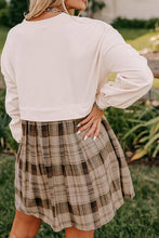 Load image into Gallery viewer, Plaid Round Neck Long Sleeve Mini Dress