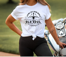 Load image into Gallery viewer, Living in the New World with an Old Soul Tee, Hoodie, Sweatshirt