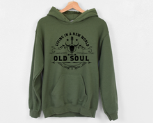 Load image into Gallery viewer, Living in the New World with an Old Soul Tee, Hoodie, Sweatshirt