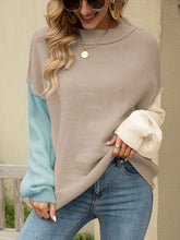 Load image into Gallery viewer, Color Block Dropped Shoulder Sweater