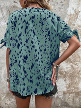 Load image into Gallery viewer, Tied Printed Boat Neck Blouse