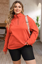 Load image into Gallery viewer, Plus Size Zip-Up Dropped Shoulder Sweatshirt