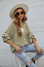 Load image into Gallery viewer, Striped Button Up Long Sleeve Cardigan