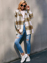 Load image into Gallery viewer, Plaid Dropped Shoulder Hooded Jacket