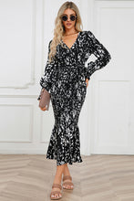 Load image into Gallery viewer, Printed V-Neck Smocked Midi Dress