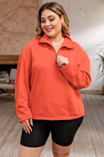 Load image into Gallery viewer, Plus Size Zip-Up Dropped Shoulder Sweatshirt