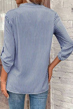 Load image into Gallery viewer, Striped Notched Roll-Tab Sleeve Shirt
