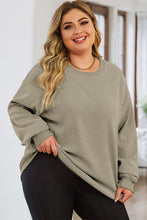Load image into Gallery viewer, Plus Size Round Neck Dropped Shoulder Sweatshirt