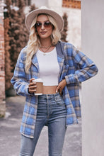 Load image into Gallery viewer, Plaid Dropped Shoulder Hooded Longline Jacket