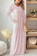 Load image into Gallery viewer, Leopard Round Neck Long Sleeve Maxi Dress