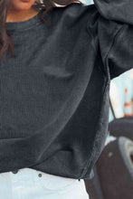 Load image into Gallery viewer, Ribbed Round Neck Drop Shoulder Sweatshirt