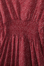 Load image into Gallery viewer, Smocked V-Neck Balloon Sleeve Dress