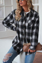 Load image into Gallery viewer, Plaid Button Up Dropped Shoulder Outerwear