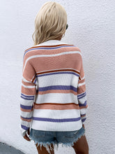 Load image into Gallery viewer, Striped Drop Shoulder Round Neck Pullover Sweater