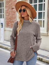 Load image into Gallery viewer, Ribbed Turtleneck Long Sleeve Slit Knit Top