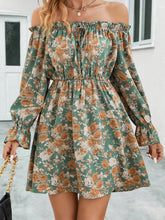 Load image into Gallery viewer, Floral Off-Shoulder Flounce Sleeve Dress