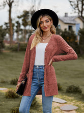 Load image into Gallery viewer, Ribbed Button-UP Cardigan with Pockets