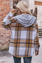 Load image into Gallery viewer, Plaid Dropped Shoulder Hooded Jacket