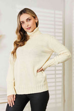 Load image into Gallery viewer, Heimish Full Size Long Sleeve Turtleneck Sweater with Side Slit