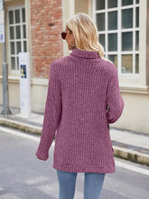 Load image into Gallery viewer, Ribbed Turtleneck Long Sleeve Slit Knit Top