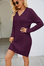 Load image into Gallery viewer, Cable-Knit Long Sleeve Sweater Dress