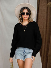 Load image into Gallery viewer, Openwork Round Neck Raglan Sleeve Sweater