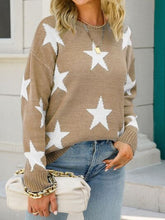 Load image into Gallery viewer, Star Round Neck Dropped Shoulder Sweater