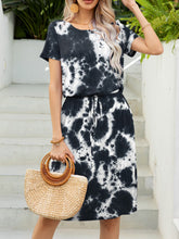 Load image into Gallery viewer, Round Neck Short Sleeve Slit Dress with Pockets