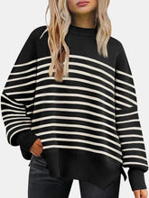 Load image into Gallery viewer, Round Neck Drop Shoulder Slit Sweater