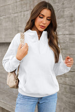 Load image into Gallery viewer, Quarter Zip Dropped Shoulder Sweatshirt