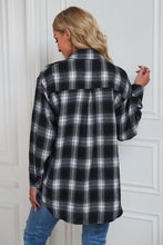 Load image into Gallery viewer, Plaid Button Up Dropped Shoulder Outerwear