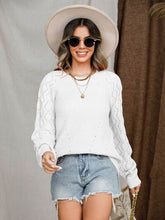 Load image into Gallery viewer, Openwork Round Neck Raglan Sleeve Sweater