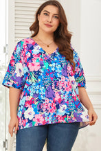 Load image into Gallery viewer, Floral Center Seam V-Neck Blouse