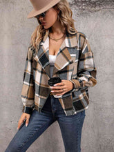Load image into Gallery viewer, Plaid Collared Neck Long Sleeve Jacket