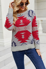 Load image into Gallery viewer, Printed Round Neck Long Sleeve Sweater