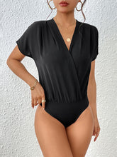 Load image into Gallery viewer, Surplice Short Sleeve Ruched Bodysuit
