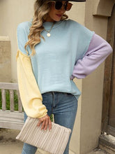 Load image into Gallery viewer, Color Block Dropped Shoulder Sweater