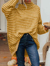 Load image into Gallery viewer, Striped Turtleneck Sweater with Pockets
