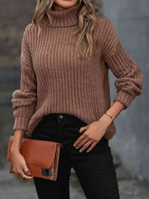 Load image into Gallery viewer, Turtleneck Rib-Knit Sweater