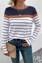 Load image into Gallery viewer, Striped Round Neck Long Sleeve T-Shirt