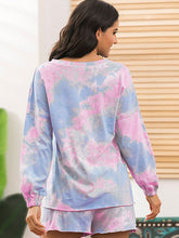 Load image into Gallery viewer, Tie-Dye Long Sleeve Top and Shorts Lounge Set