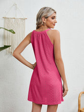 Load image into Gallery viewer, Eyelet Grecian Neck Mini Dress