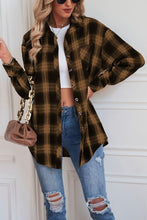 Load image into Gallery viewer, Plaid Button Up Dropped Shoulder Outerwear