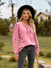 Load image into Gallery viewer, Puff Sleeve Ruffle Trim Blouse