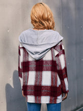 Load image into Gallery viewer, Plaid Dropped Shoulder Hooded Jacket