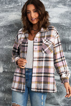 Load image into Gallery viewer, Double Take Plaid Button Front Shirt Jacket with Breast Pockets