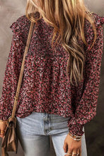 Load image into Gallery viewer, Ruffled Floral Waffle-Knit Blouse