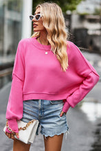 Load image into Gallery viewer, Round Neck Drop Shoulder Long Sleeve Sweater