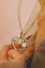 Load image into Gallery viewer, Copper 14K Gold Pleated Moon & Star Shape Pendant Necklace